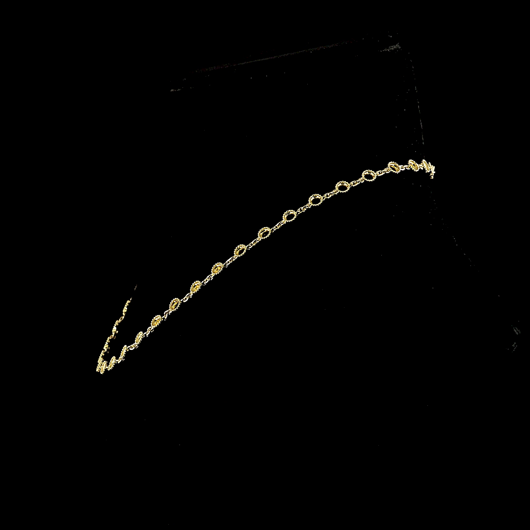 0.00 CT Lab Diamond Station Necklace 15" 14k Yellow Gold