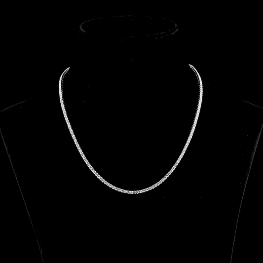 7.28 CTTW Round Lab Diamond Tennis Necklace 16.5" 14k White Gold (E Color and VS Clarity)
