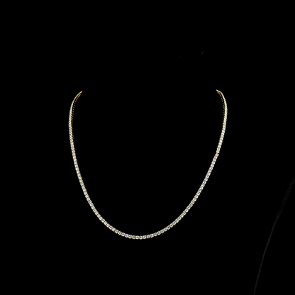 8.07 CTTW Round Lab Diamond Tennis Necklace 16.5" 14k Yellow Gold E Color and VS1 Clarity jewelry-spot-usa