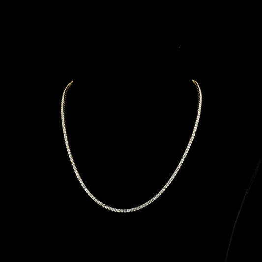 8.07 CTTW Round Lab Diamond Tennis Necklace 16.5" 14k Yellow Gold E Color and VS1 Clarity jewelry-spot-usa