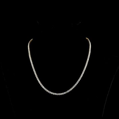 12.35 CTTW Round Lab Diamond Tennis Necklace 16.5" 14k Yellow Gold (E Color and VS Clarity)