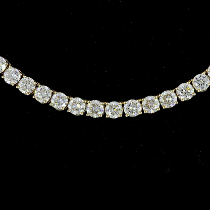 12.35 CTTW Round Lab Diamond Tennis Necklace 16.5" 14k Yellow Gold (E Color and VS Clarity)