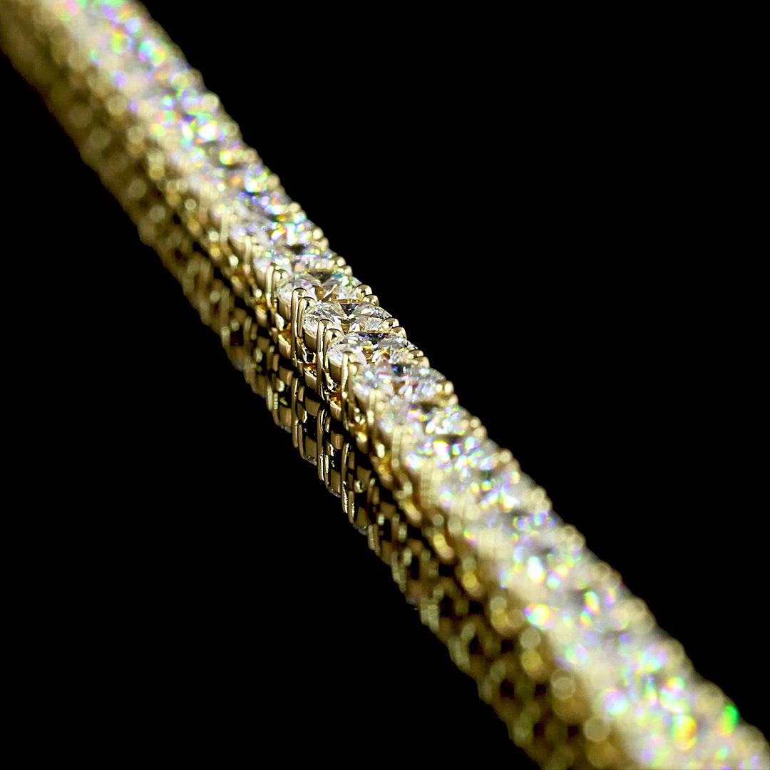 12.35 CTTW Round Lab Diamond Tennis Necklace 16.5" 14k Yellow Gold (E Color and VS Clarity)