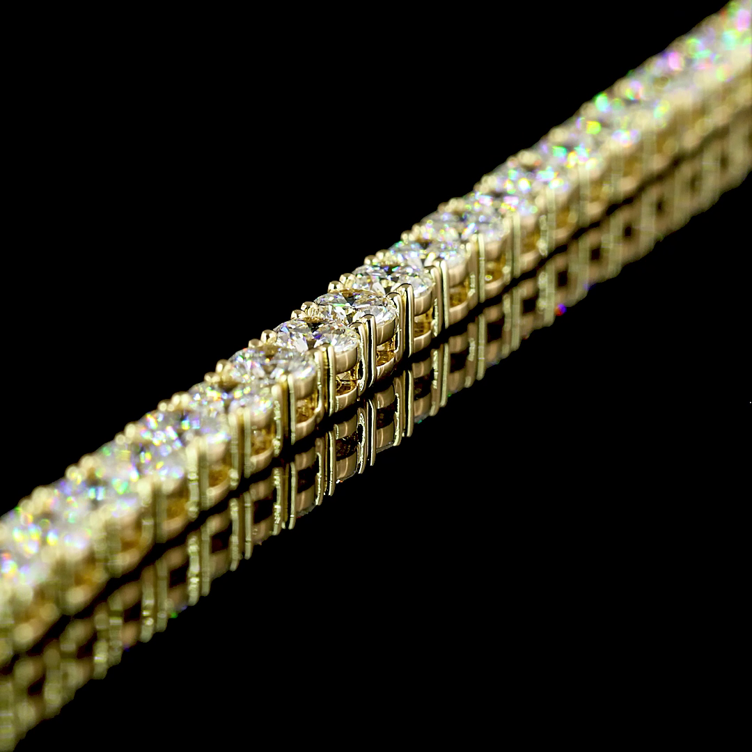 12.35 CTTW Round Lab Diamond Tennis Necklace 16.5" 14k Yellow Gold (E Color and VS Clarity)