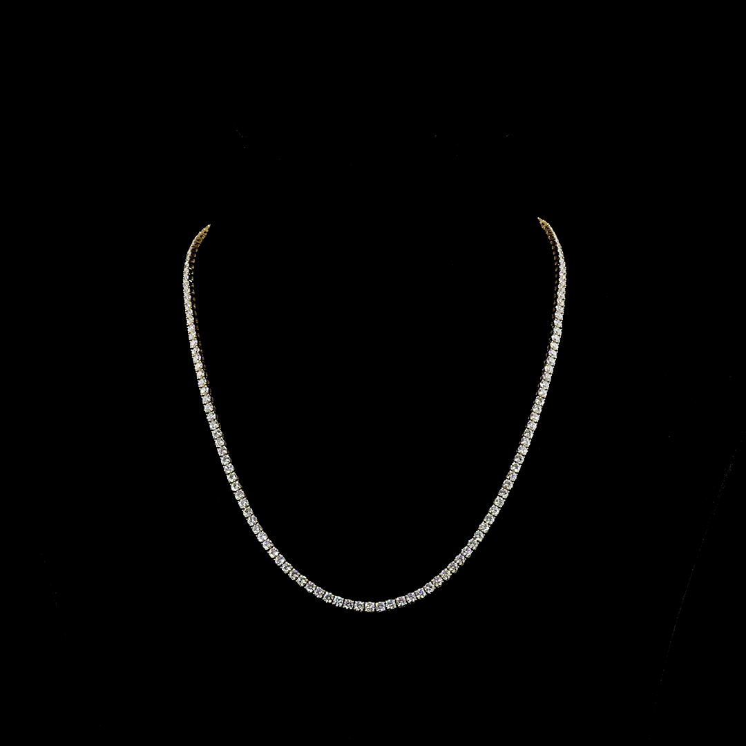 9.83 CTTW Round Lab Diamond Tennis Necklace 16.5" 14k Yellow Gold E Color and VS Clarity jewelry-spot-usa