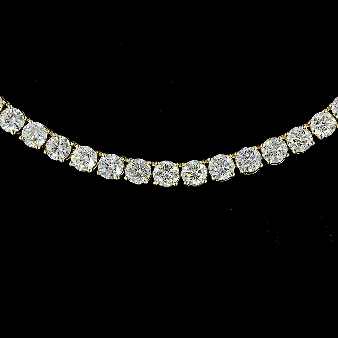 9.83 CTTW Round Lab Diamond Tennis Necklace 16.5" 14k Yellow Gold E Color and VS Clarity jewelry-spot-usa
