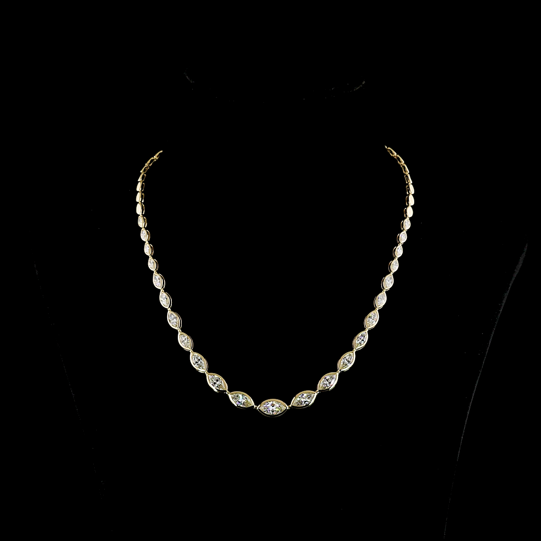 10.08 CTTW Marquise Lab Diamond Riviera Necklace (F Color and VS1 Clarity)
