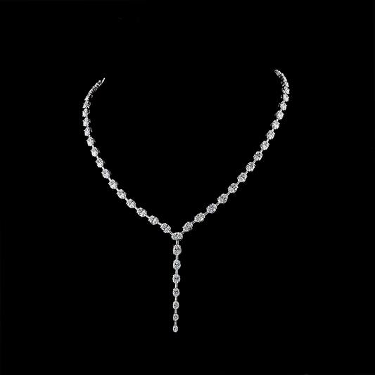 19.65 CTTW Oval Lab Diamond Lariat Necklace 16" 14k White Gold F Color and VS2 Clarity jewelry-spot-usa