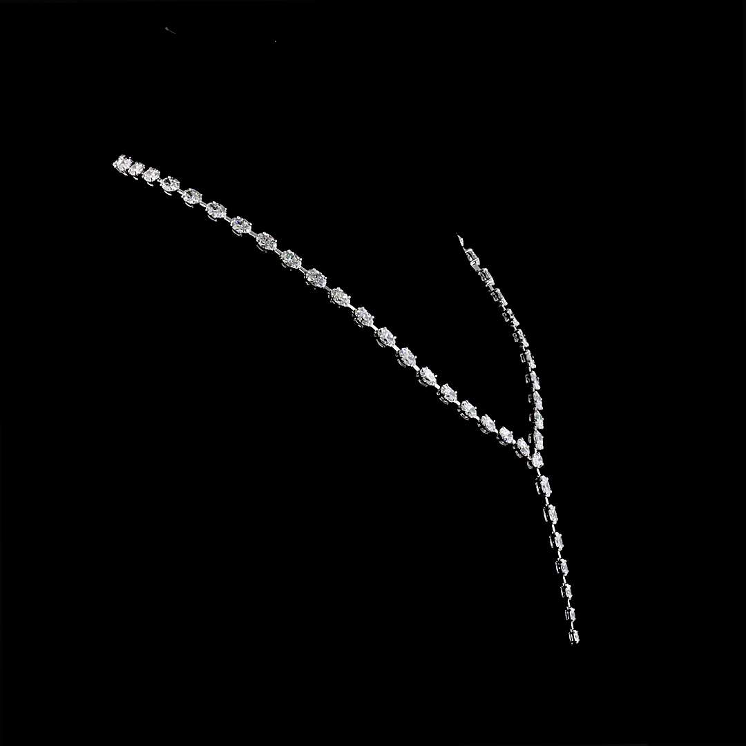 19.65 CTTW Oval Lab Diamond Lariat Necklace 16" 14k White Gold F Color and VS2 Clarity jewelry-spot-usa