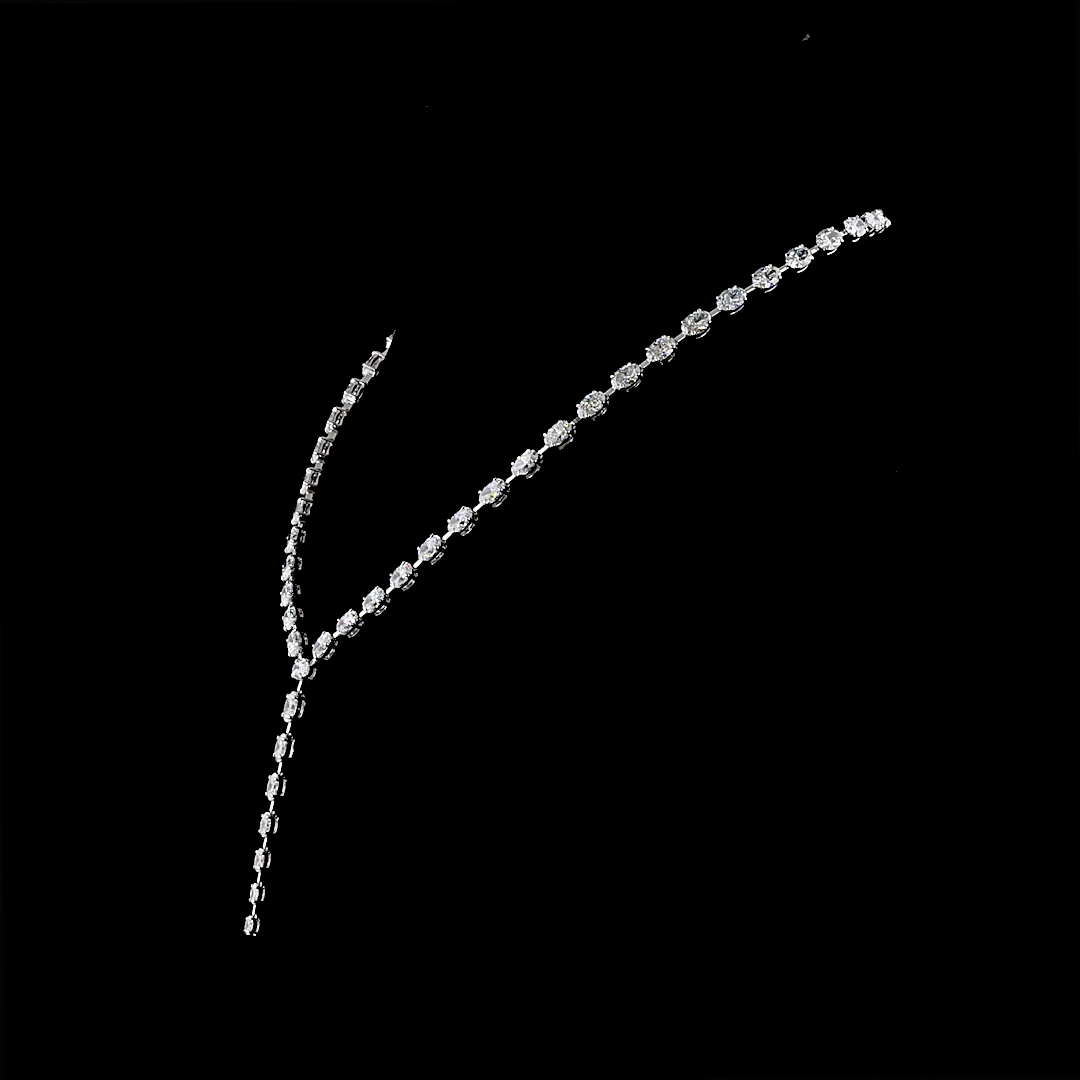 19.65 CTTW Oval Lab Diamond Lariat Necklace 16" 14k White Gold F Color and VS2 Clarity jewelry-spot-usa