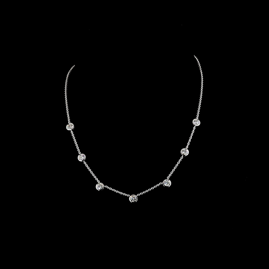 2.91 CTTW Round Lab Diamond Station Necklace 17" (E Color and VS Clarity)