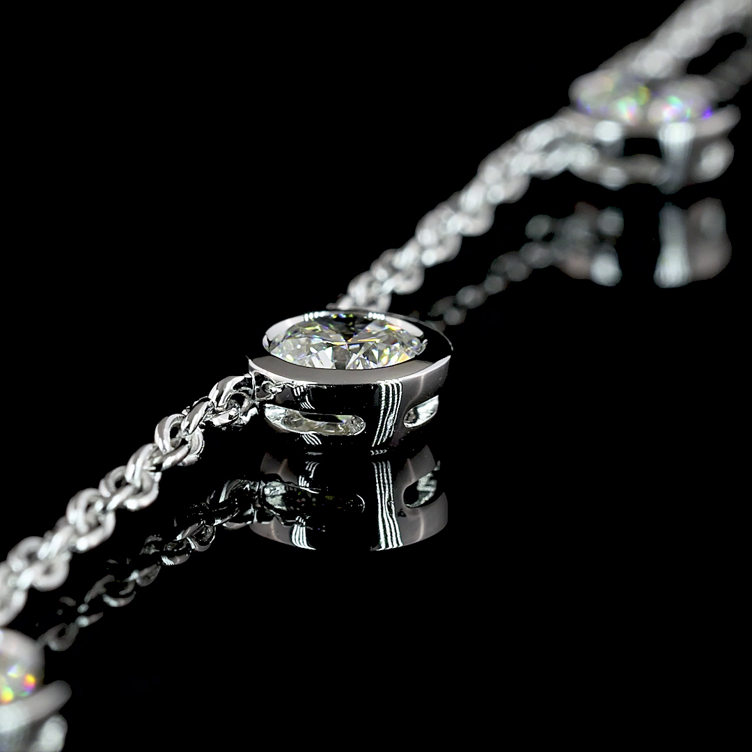 2.91 CTTW Round Lab Diamond Station Necklace 17" (E Color and VS Clarity)