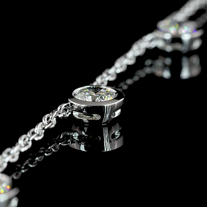 2.91 CTTW Round Lab Diamond Station Necklace 17" (E Color and VS Clarity)