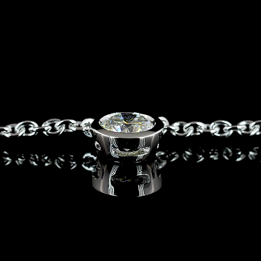 2.91 CTTW Round Lab Diamond Station Necklace 17" (E Color and VS Clarity)