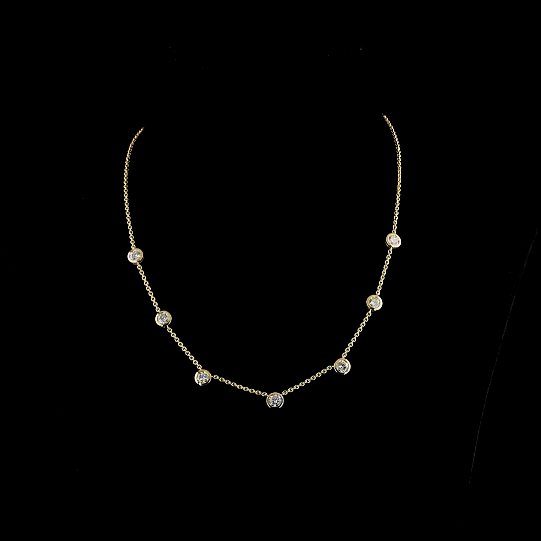 2.84 CTTW Round Lab Diamond Station Necklace 17" (E Color and VS Clarity)