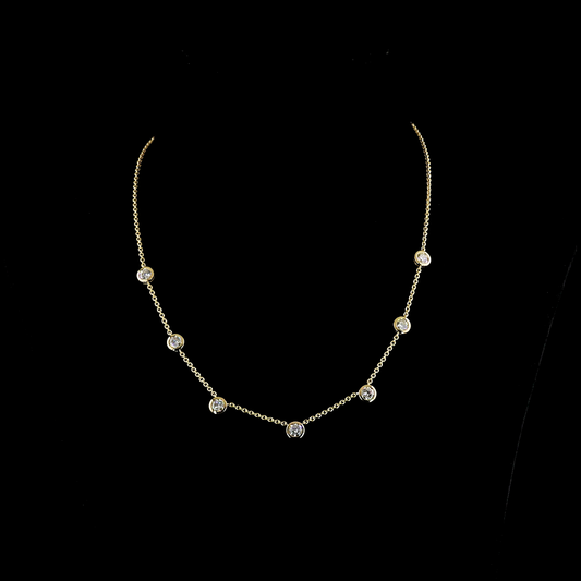 2.84 CTTW Round Lab Diamond Station Necklace 17" (E Color and VS Clarity)