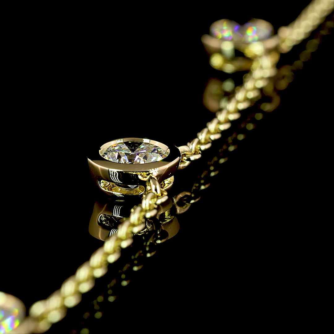 2.84 CTTW Round Lab Diamond Station Necklace 17" (E Color and VS Clarity)
