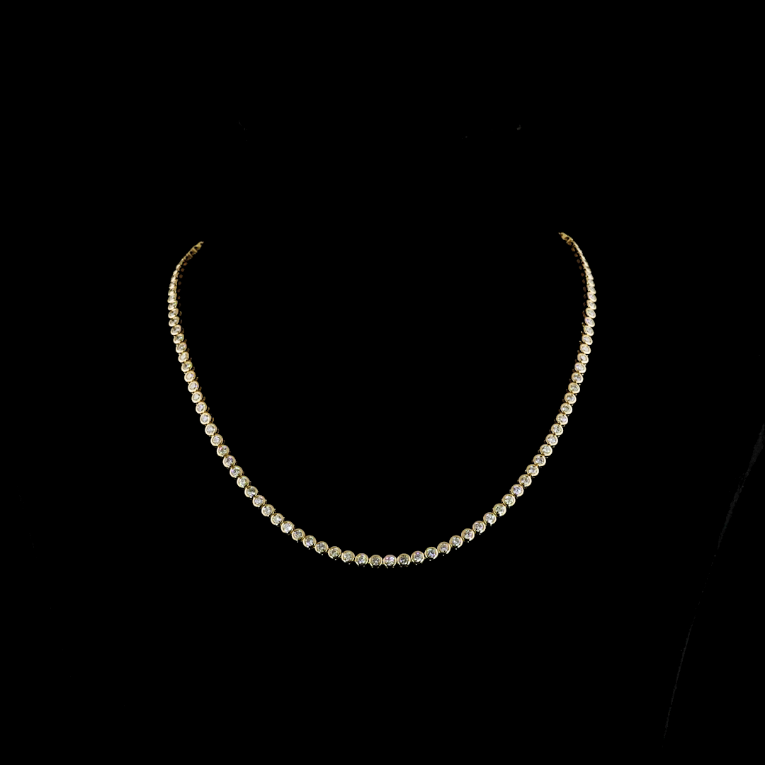 6.19 CTTW Round Lab Diamond Tennis Necklace 16" 14k Yellow Gold E Color and VS Clarity jewelry-spot-usa