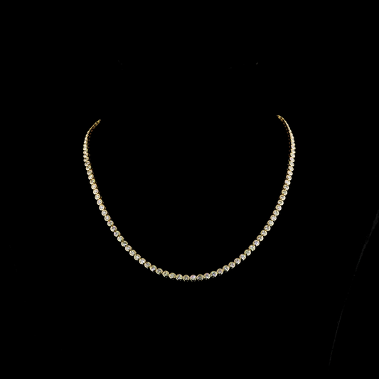 6.19 CTTW Round Lab Diamond Tennis Necklace 16" 14k Yellow Gold E Color and VS Clarity jewelry-spot-usa