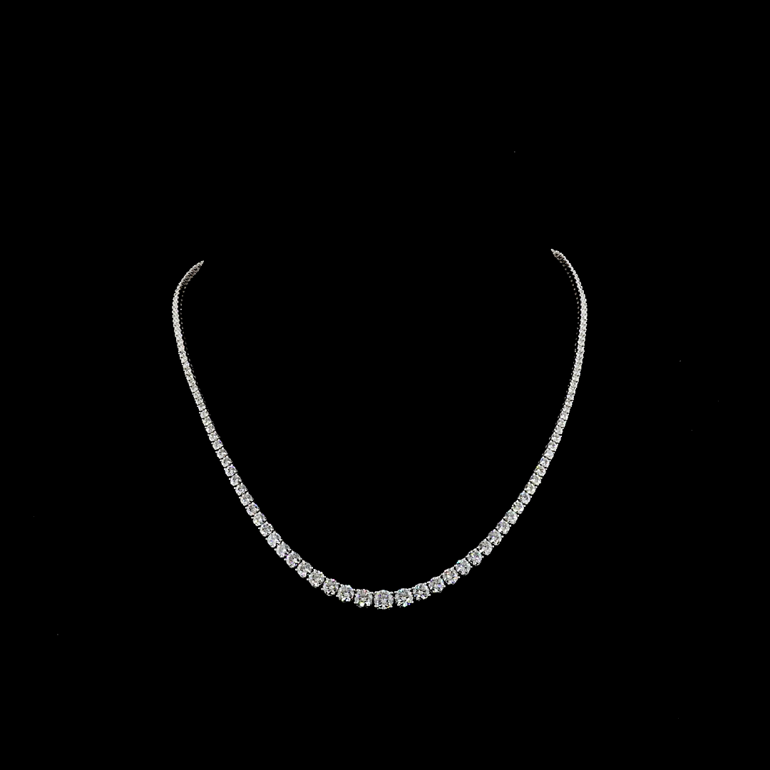 9.95 CTTW Round Lab Diamond Riviera Necklace 16" 14k White Gold E Color and VS Clarity jewelry-spot-usa