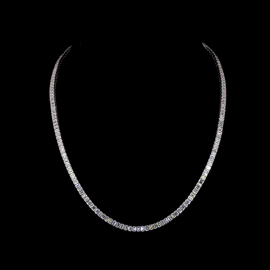 15.85 CTTW Emerald Lab Diamond Tennis Necklace 17" 14k White Gold (F Color and VS2 Clarity)