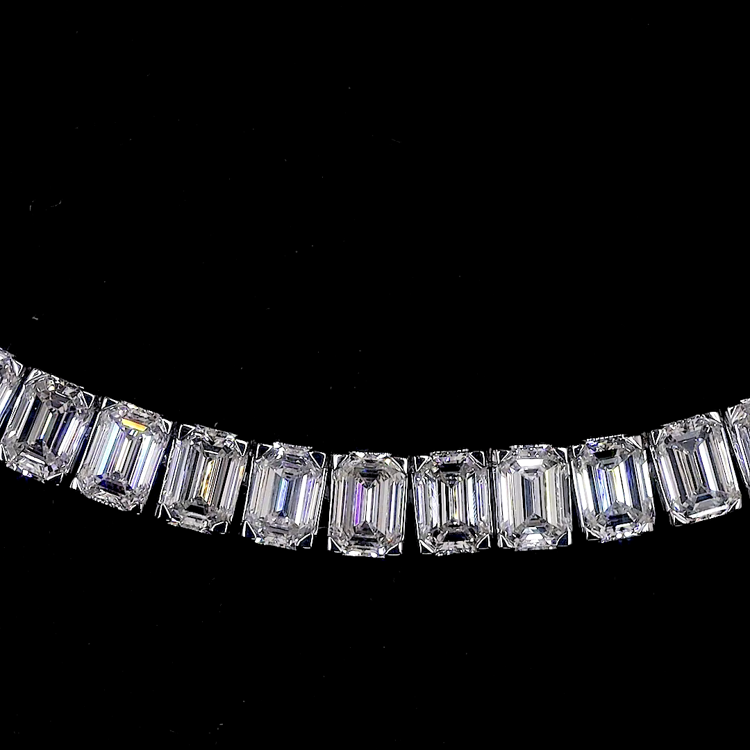 15.85 CTTW Emerald Lab Diamond Tennis Necklace 17" 14k White Gold (F Color and VS2 Clarity)
