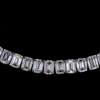 15.85 CTTW Emerald Lab Diamond Tennis Necklace 17" 14k White Gold (F Color and VS2 Clarity)