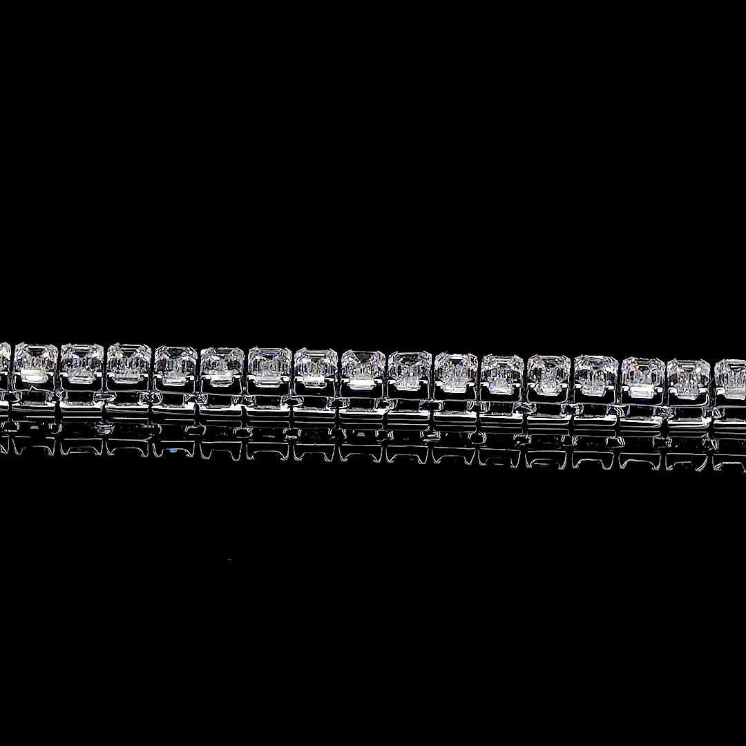 15.85 CTTW Emerald Lab Diamond Tennis Necklace 17" 14k White Gold (F Color and VS2 Clarity)
