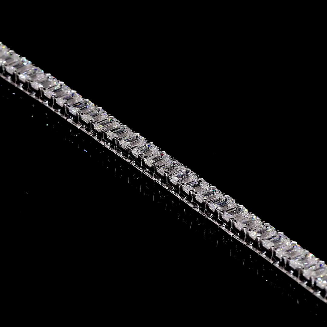 15.85 CTTW Emerald Lab Diamond Tennis Necklace 17" 14k White Gold (F Color and VS2 Clarity)