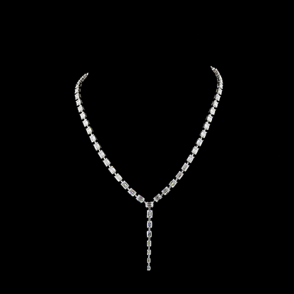 25.03 CTTW Emerald Lab Grown Diamond Lariat Necklace 16" (E Color and VS Clarity)
