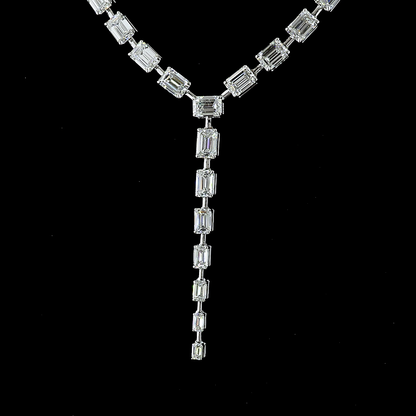 25.03 CTTW Emerald Lab Grown Diamond Lariat Necklace 16" (E Color and VS Clarity)