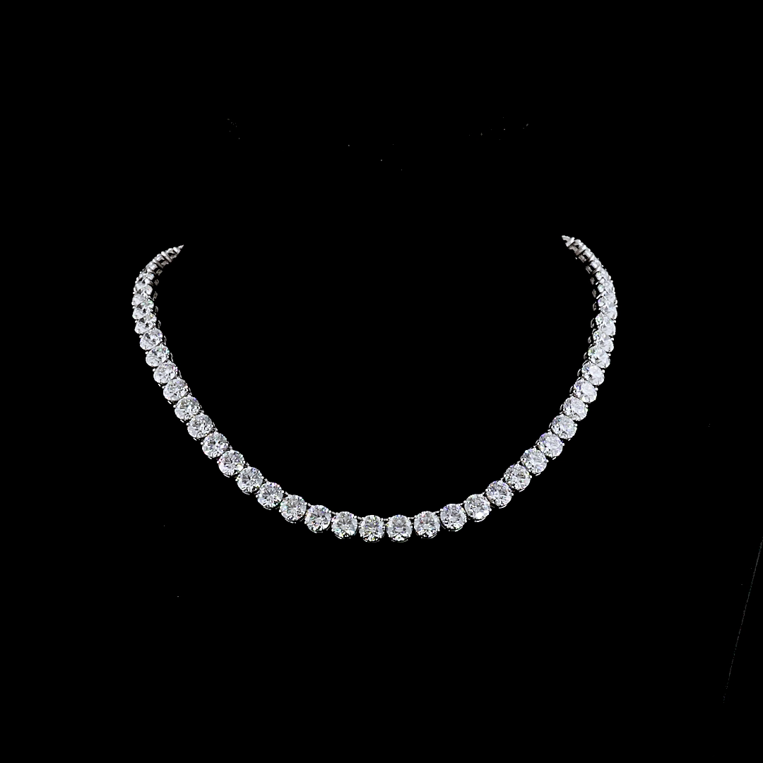 46.78 CTTW Round Lab Diamond Tennis Necklace 15" 14k White Gold E Color and VS2 Clarity jewelry-spot-usa