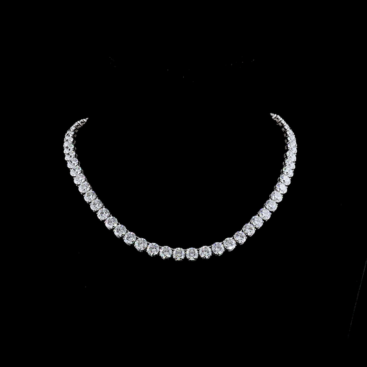 46.78 CTTW Round Lab Diamond Tennis Necklace 15" 14k White Gold E Color and VS2 Clarity jewelry-spot-usa