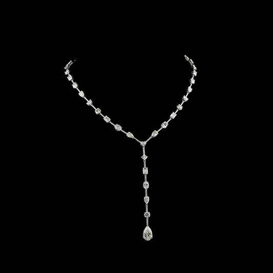 18.92 CTTW MIX Lab Diamond Lariat Necklace 15" 14k White Gold (E Color and VS Clarity)