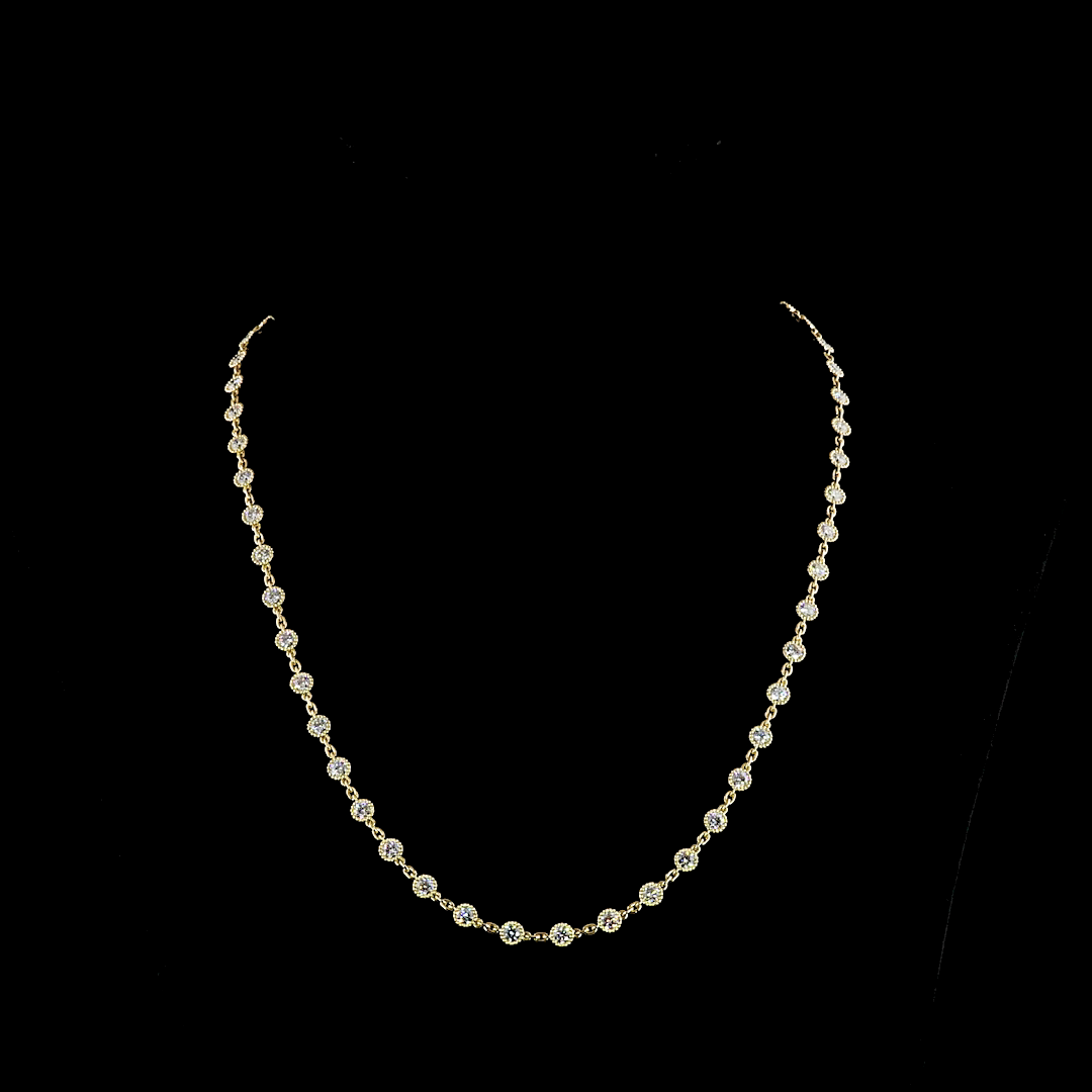 6.24 CTTW Round Lab Diamond Station Necklace 18" (E Color and VS Clarity)