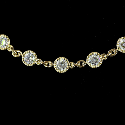 6.24 CTTW Round Lab Diamond Station Necklace 18" (E Color and VS Clarity)