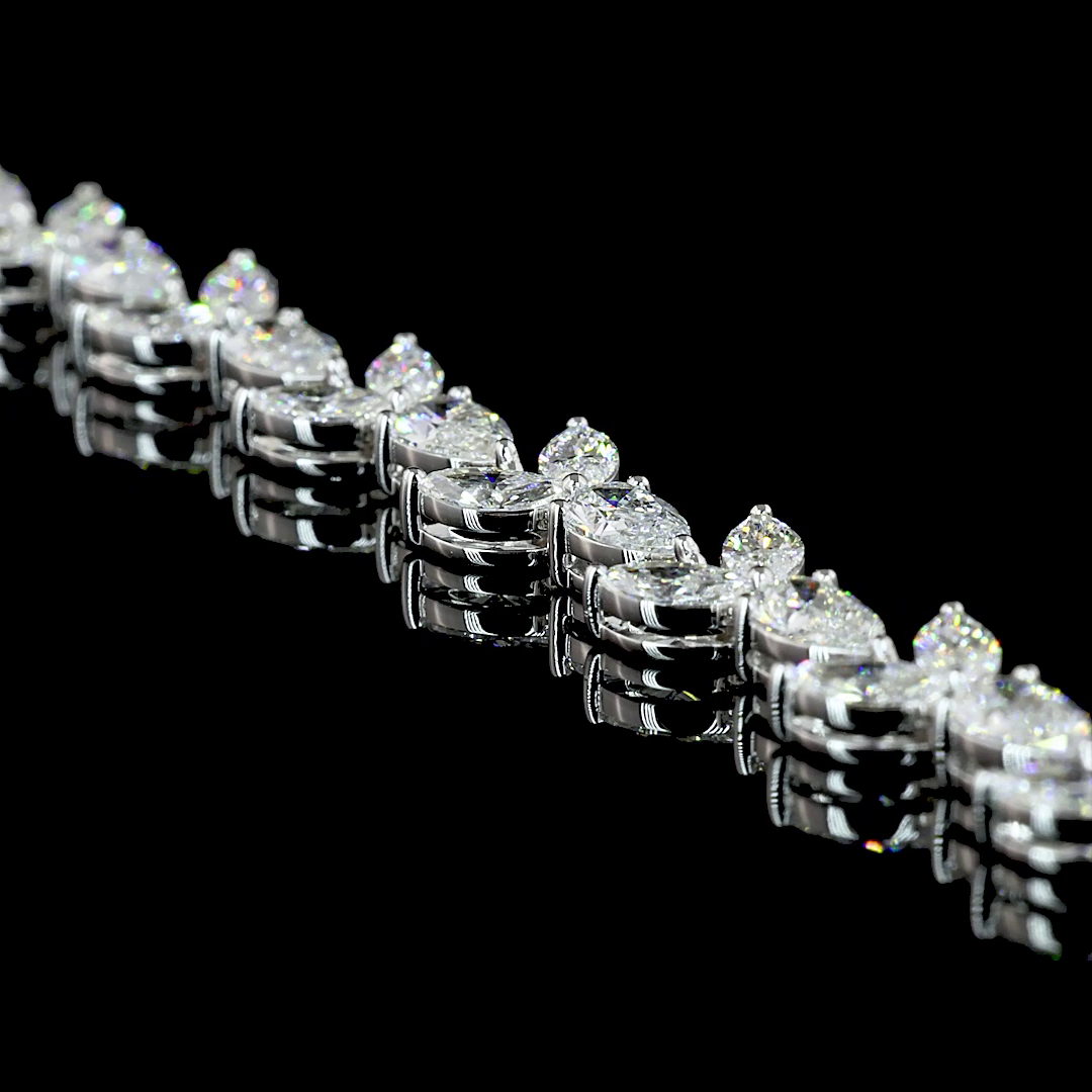 11.65 CTTW MIX Lab Diamond Station Line Tennis Necklace 17" (E Color and VS1 Clarity)