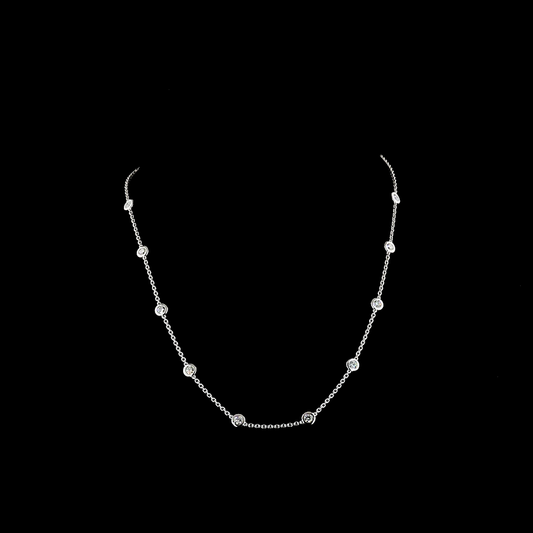 1.53 CTTW Round Lab Diamond Station Necklace 17" 14k White Gold E Color and VS2 Clarity jewelry-spot-usa