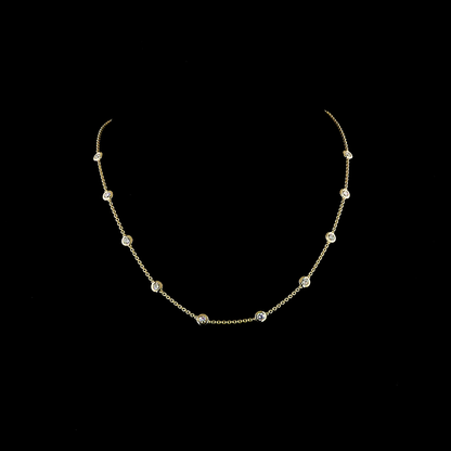 1.51 CTTW Round Lab Diamond Station Necklace 17" 14k Yellow Gold E Color and VS2/VS1 Clarity jewelry-spot-usa