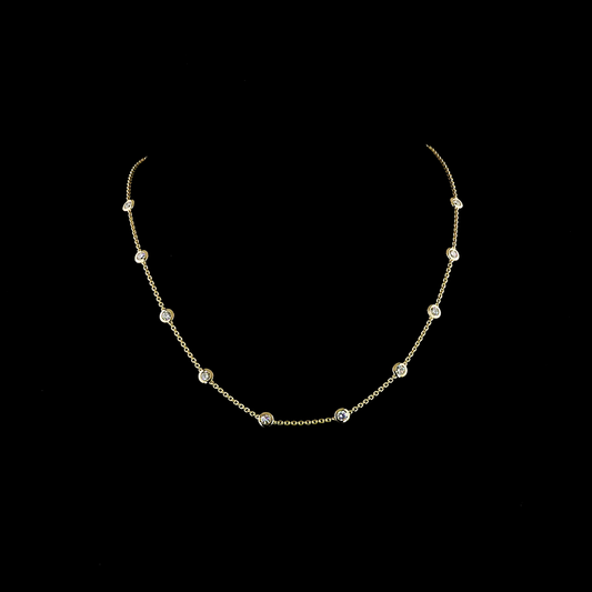 1.51 CTTW Round Lab Diamond Station Necklace 17" 14k Yellow Gold E Color and VS2/VS1 Clarity jewelry-spot-usa