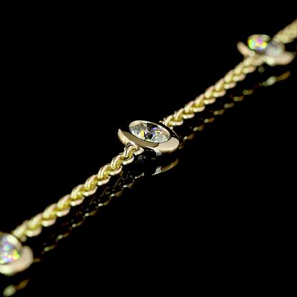 1.51 CTTW Round Lab Diamond Station Necklace 17" 14k Yellow Gold E Color and VS2/VS1 Clarity jewelry-spot-usa