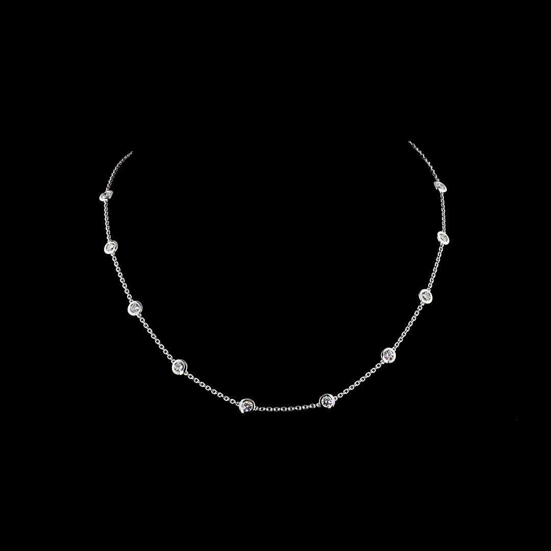 2.00 CTTW Round Lab Diamond Station Necklace 17" 14k White Gold E Color and VS Clarity jewelry-spot-usa