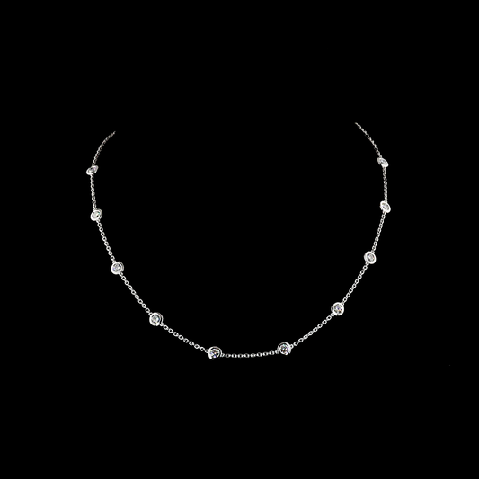 2.00 CTTW Round Lab Diamond Station Necklace 17" 14k White Gold E Color and VS Clarity jewelry-spot-usa