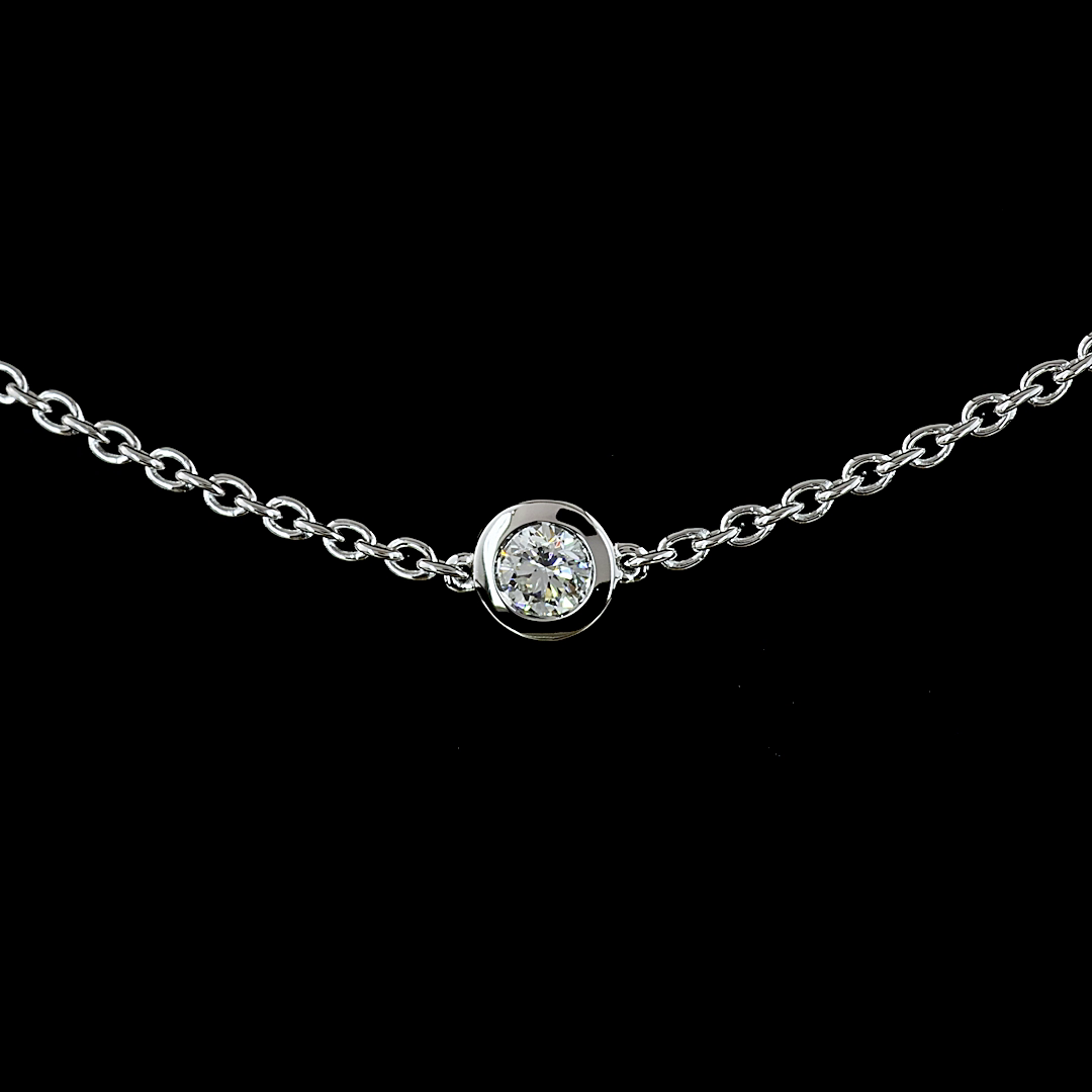 2.00 CTTW Round Lab Diamond Station Necklace 17" 14k White Gold E Color and VS Clarity jewelry-spot-usa