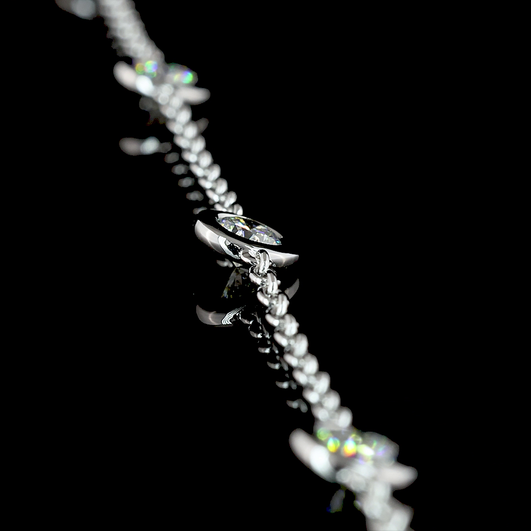 2.00 CTTW Round Lab Diamond Station Necklace 17" 14k White Gold E Color and VS Clarity jewelry-spot-usa