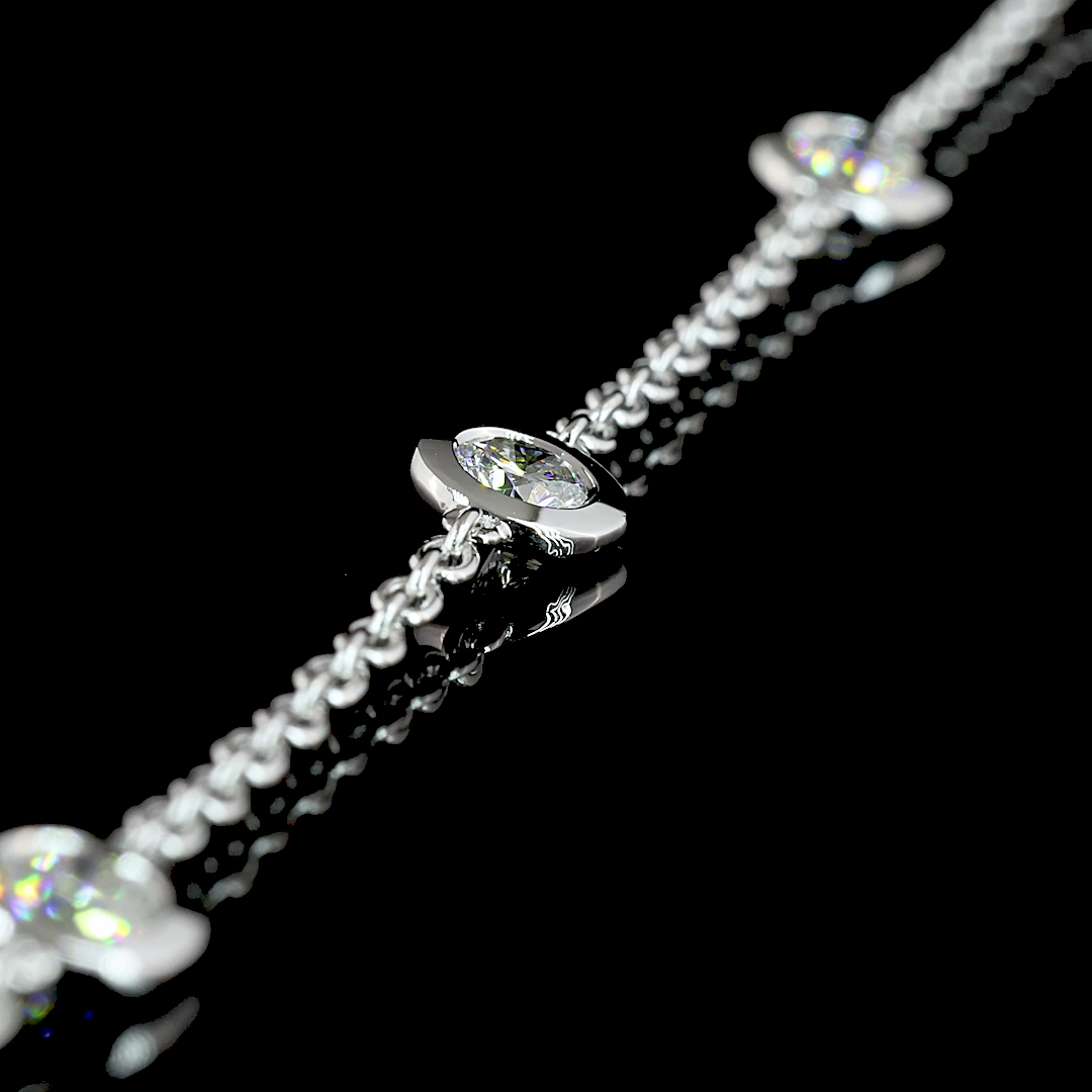 2.00 CTTW Round Lab Diamond Station Necklace 17" 14k White Gold E Color and VS Clarity jewelry-spot-usa