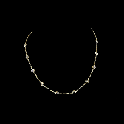 1.99 CTTW Round Lab Diamond Station Necklace 17" 14k Yellow Gold E Color and VS Clarity jewelry-spot-usa