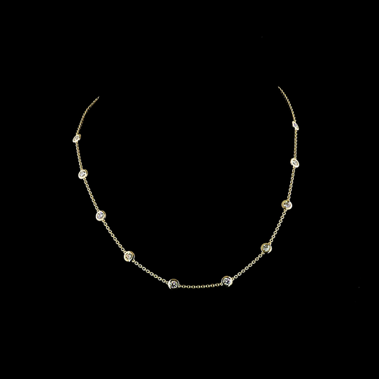 1.99 CTTW Round Lab Diamond Station Necklace 17" 14k Yellow Gold E Color and VS Clarity jewelry-spot-usa