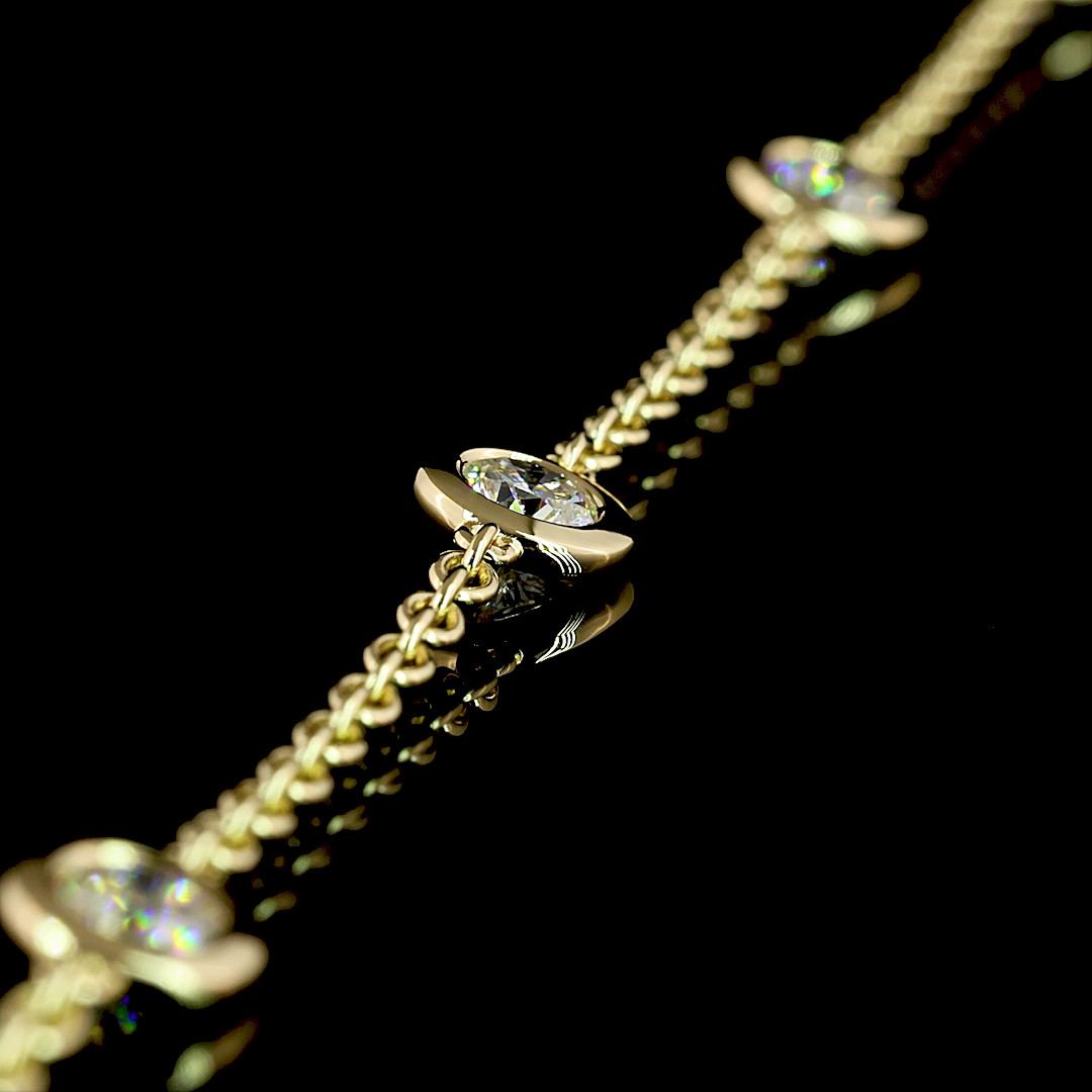 1.99 CTTW Round Lab Diamond Station Necklace 17" 14k Yellow Gold E Color and VS Clarity jewelry-spot-usa
