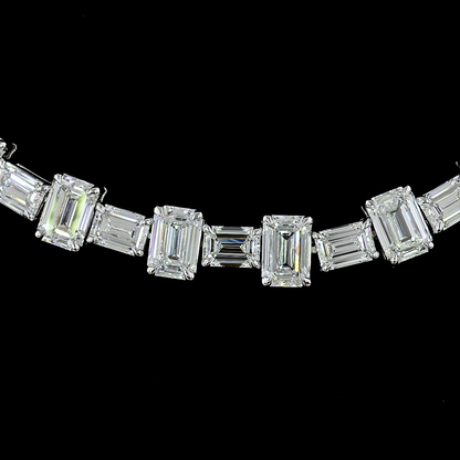 36.11 CTTW Emerald Lab Diamond Station Necklace 16" 14k White Gold E Color and VS Clarity jewelry-spot-usa